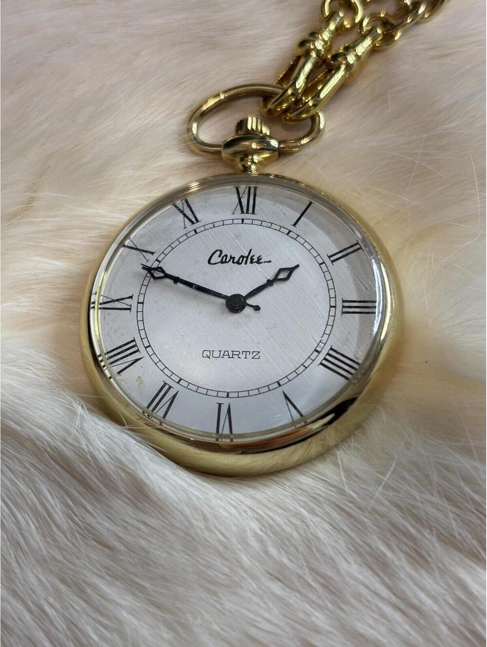 Carolee Gold Tone Quartz Pocket Watch Necklace